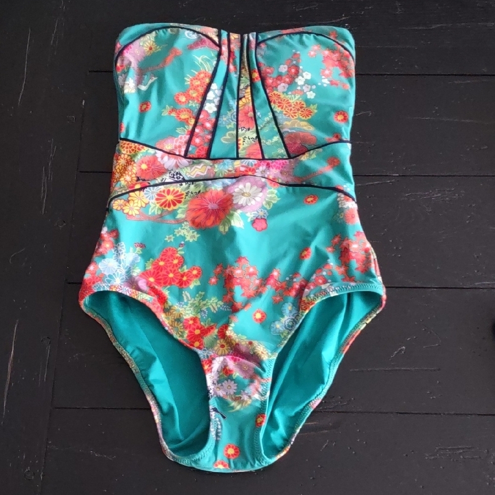 Nanette Lepore Swim Jade Kimono Floral Seductress One Piece Size XS NWT